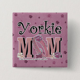 Yorkie MOM 15 Cm Square Badge