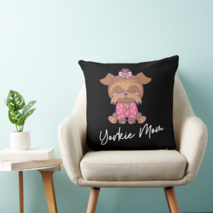 Yorkie Mom 2 20x20 Throw Pillow