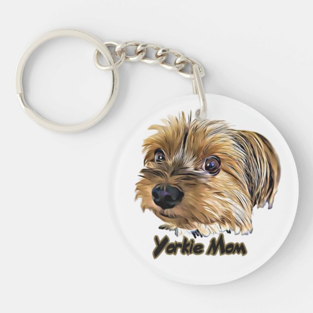 Yorkie Mom Cute Yorkshire Terrier Yorkie face Key Ring (Front)