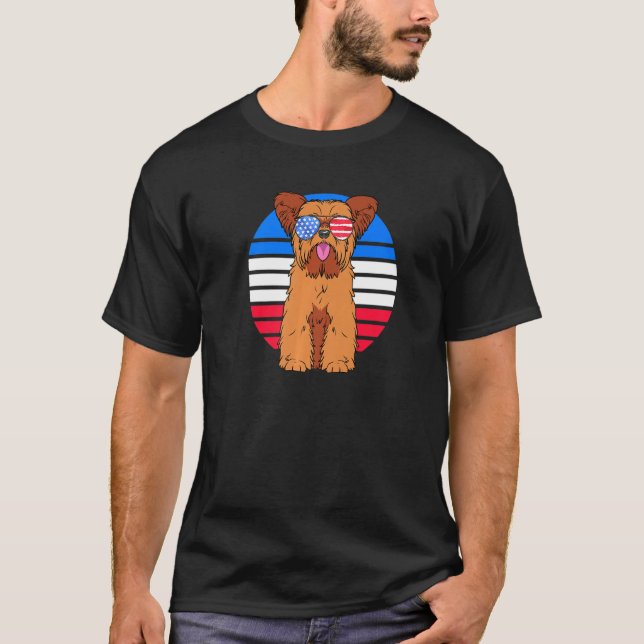 Yorkie Mum Or Dad Yorkshire Terrier Patriotic Amer T-Shirt (Front)