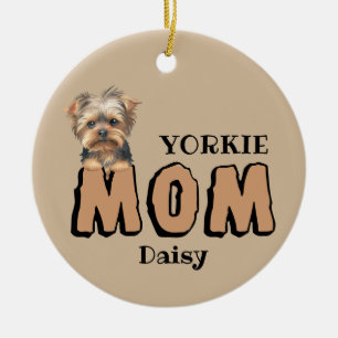 Yorkie Mum Yorkshire Terrier Lover Custom Name Ceramic Tree Decoration