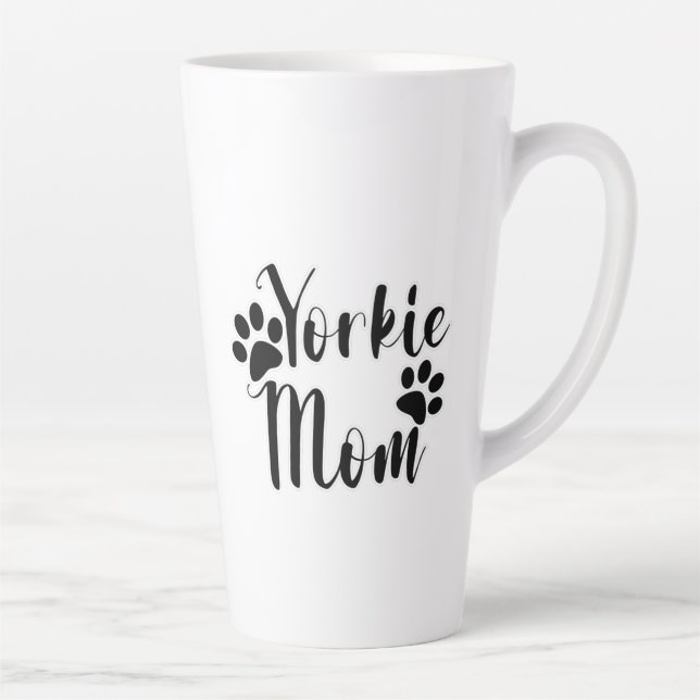 Yorkie Mum Yorkshire Terrier Pawprints Graphics Latte Mug (Right)