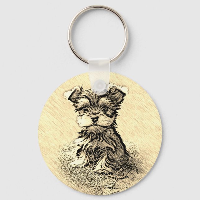 Yorkie, Nature,pet Key Ring (Front)