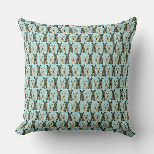 Yorkie Pattern in Teal Cushion