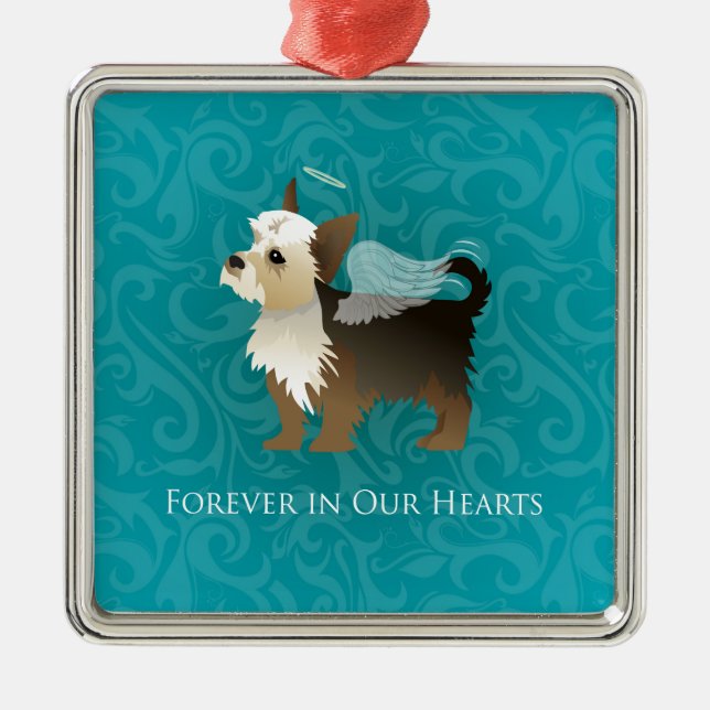 Yorkie - Pet Memorial - Angel Dog Metal Tree Decoration (Front)