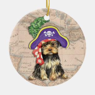 Yorkie Pirate Ceramic Tree Decoration