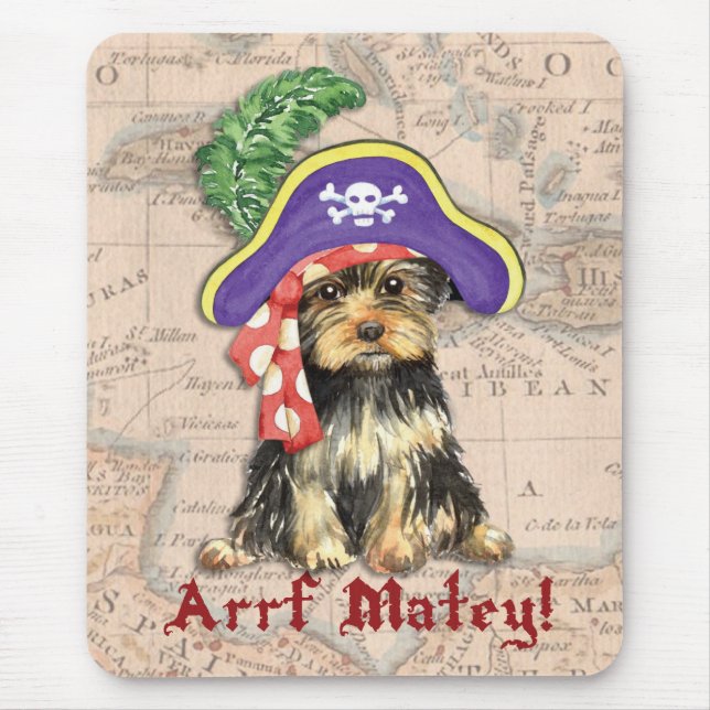 Yorkie Pirate Mouse Pad (Front)