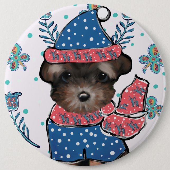 Yorkie Poo  6 Cm Round Badge (Front)