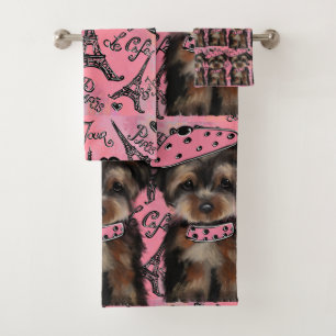 YORKIE POO BATH TOWEL SET