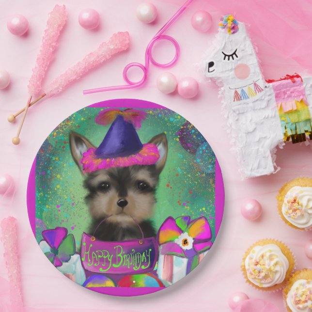 YORKIE POO  BIRTHDAY  PAPER PLATE (Party)