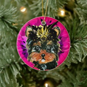 YORKIE POO CERAMIC TREE DECORATION