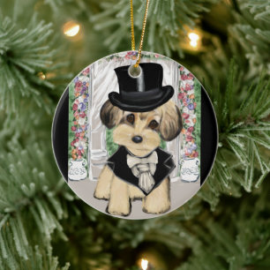 YORKIE POO CERAMIC TREE DECORATION