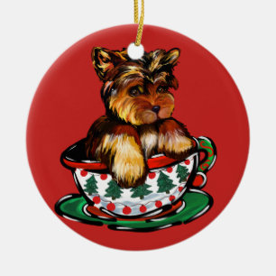 Yorkie Poo Ceramic Tree Decoration