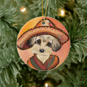 YORKIE POO CERAMIC TREE DECORATION
