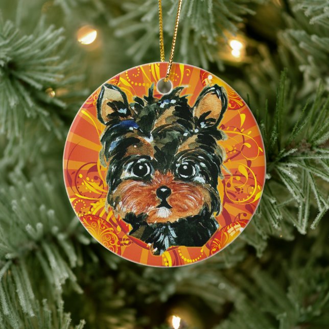 YORKIE POO CERAMIC TREE DECORATION (Tree)