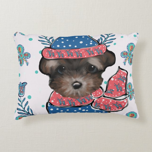 Yorkie Poo  Decorative Cushion (Front)