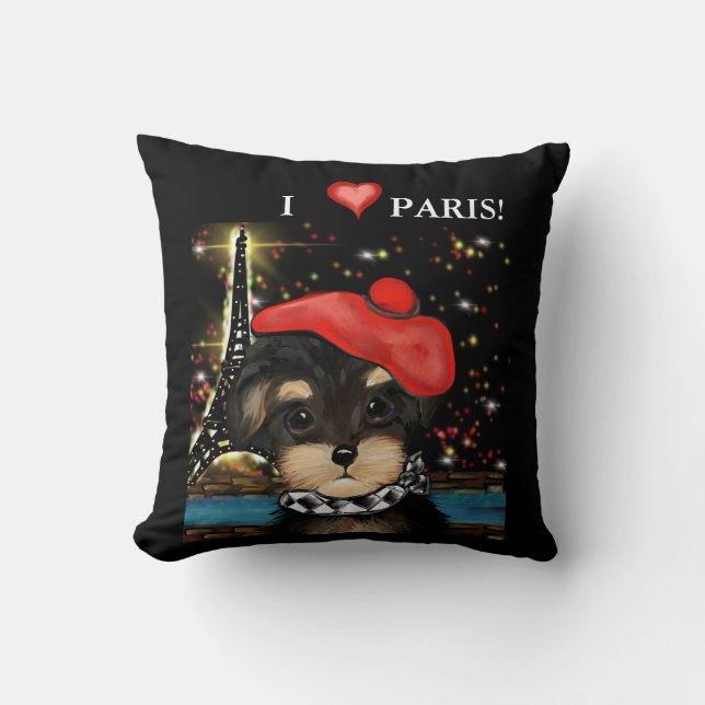 YORKIE POO  IN PARIS        CUSHION (Front)
