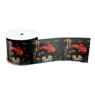 YORKIE POO  IN PARIS       SATIN RIBBON