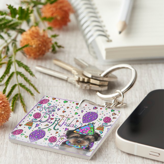 Yorkie Poo Key Ring (Front Right)