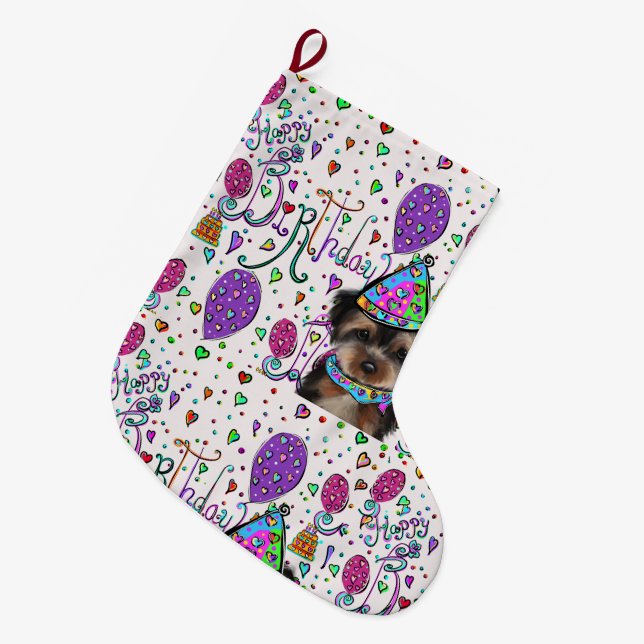 Yorkie Poo Large Christmas Stocking (Front (Hanging))