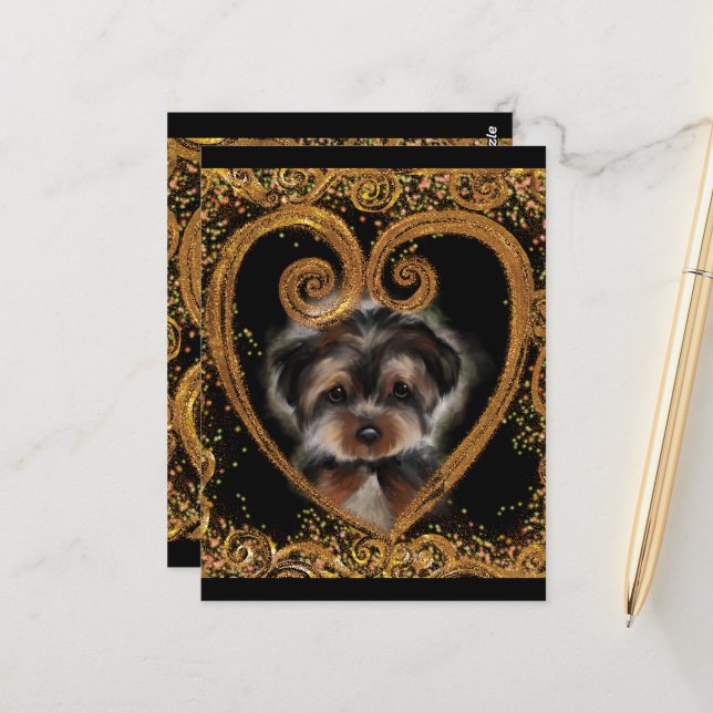 Yorkie Poo Postcard (Front/Back In Situ)