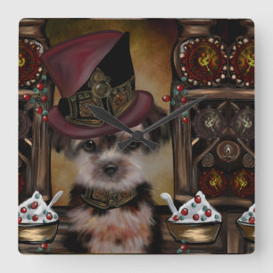 Yorkie Poo Square Wall Clock