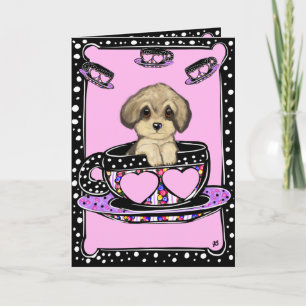 Yorkie Poo Tea Cup Card