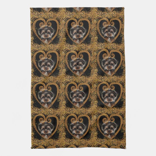 Yorkie Poo Tea Towel (Vertical)