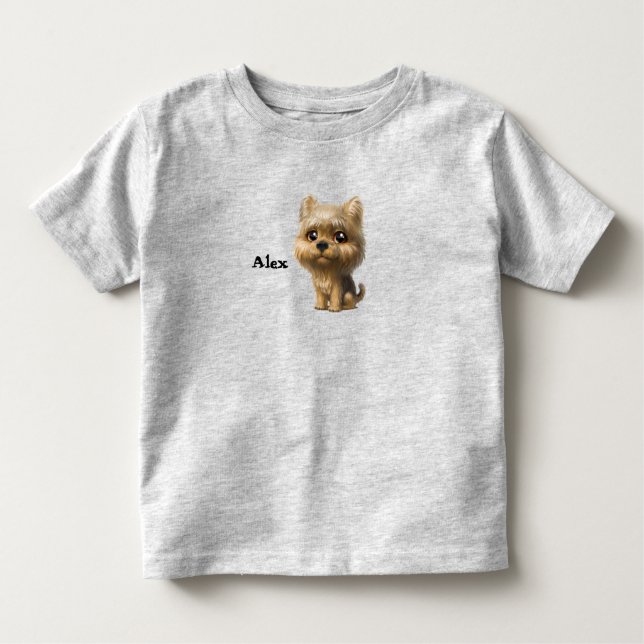 Yorkie Puppy Custom Name Toddler T-Shirt (Front)