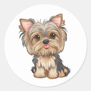 Yorkie Puppy Do Watercolor Yorkshire Terrier  Classic Round Sticker