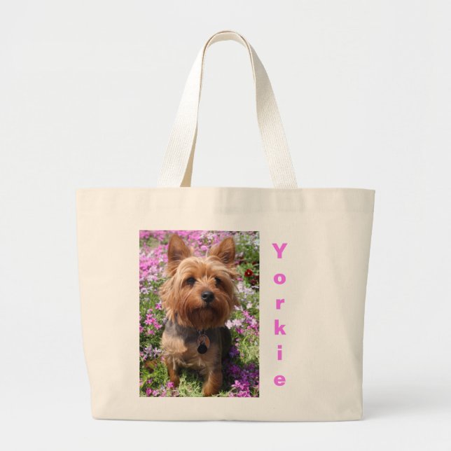 Yorkie Puppy Dog Lover Cute Yorkshire Terrier Large Tote Bag (Front)