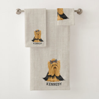 Yorkie Puppy | Dog Yorkshire Terrier Personalised Bath Towel Set