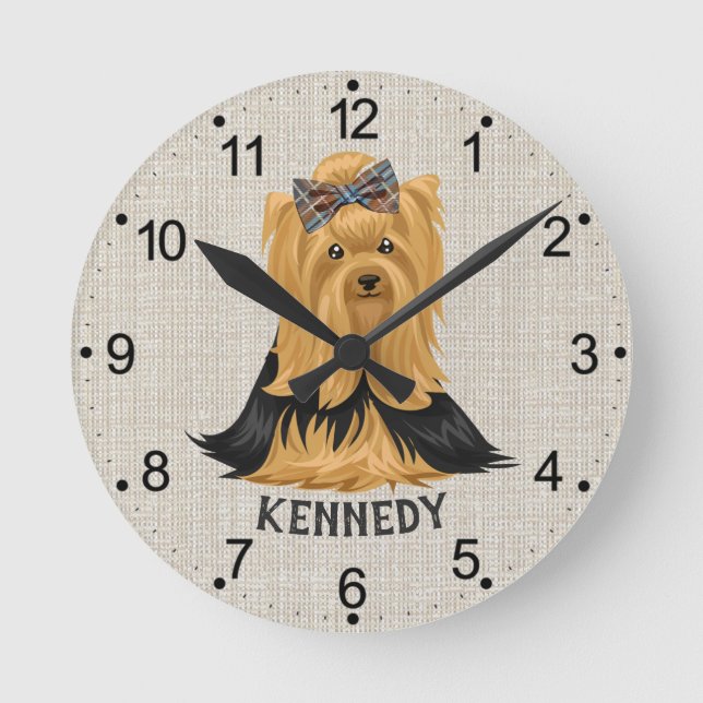 Yorkie Puppy | Dog Yorkshire Terrier Personalised Round Clock (Front)