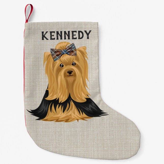 Yorkie Puppy | Dog Yorkshire Terrier Personalised Small Christmas Stocking (Front)
