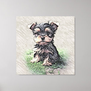 Yorkie, Puppy,pet Canvas Print