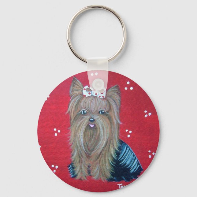 Yorkie red keychain (Front)