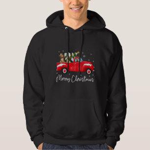 Yorkie Red Truck Christmas Santa Hat Dog Xmas Hoodie