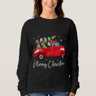 Yorkie Red Truck Christmas Santa Hat Dog Xmas Sweatshirt