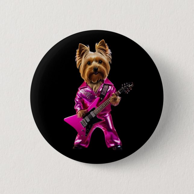 Yorkie Rock Star Button (Front)