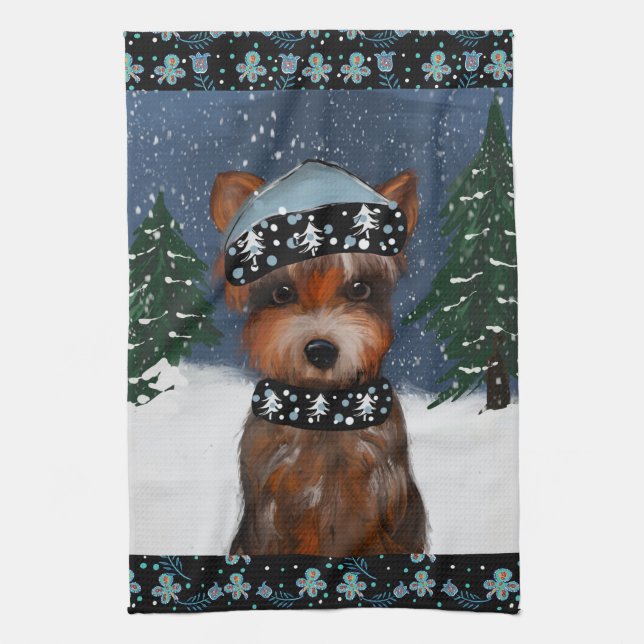 Yorkie        tea towel (Vertical)