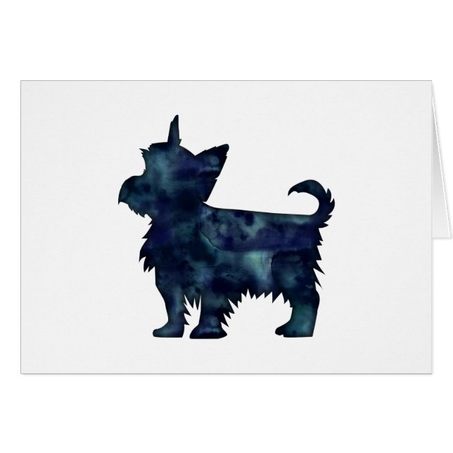 Yorkie Terrier Black Watercolor Silhouette Card (Front Horizontal)