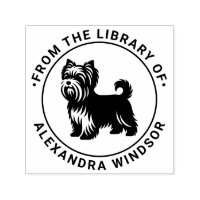 Yorkie Terrier Dog Standing Sil Library Book Name
