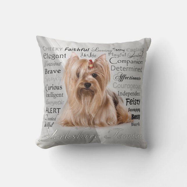 Yorkie Traits Pillow (Front)
