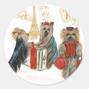 Yorkie Travel Paris Eiffel Tower Stickers