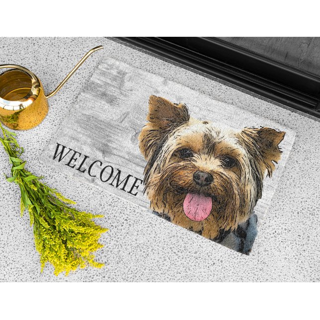Yorkie Welcome Cute Dog Pet Yorkshire Terrier Doormat (Creator Uploaded)