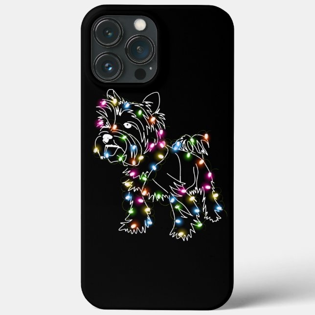 Yorkie With Christmas Light Yorkie Owner Cute Xmas Case-Mate iPhone Case (Back)