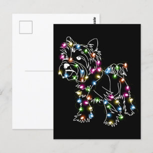 Yorkie With Christmas Light Yorkie Owner Cute Xmas Postcard