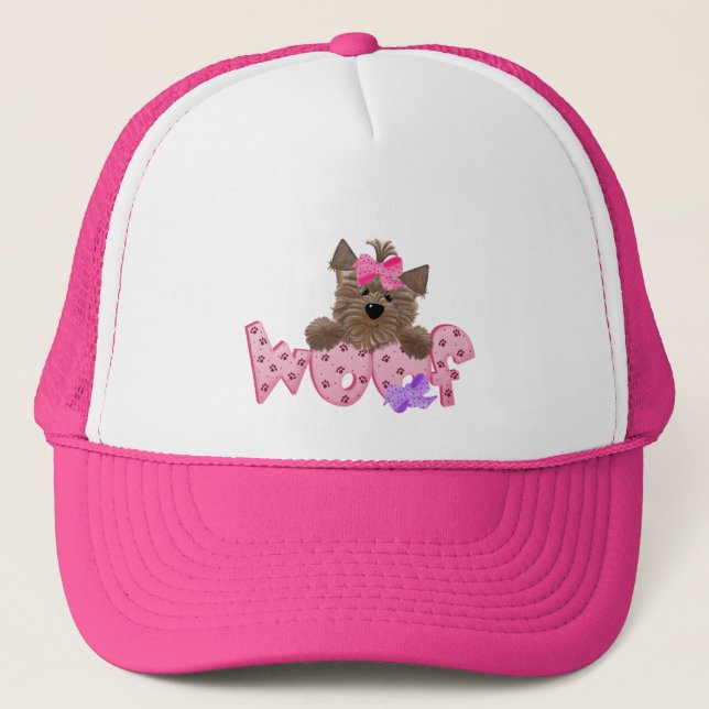Yorkie Woof Trucker Hat (Front)