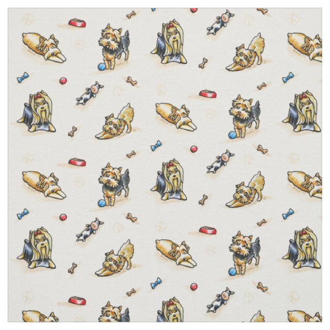 Yorkie World Natural White Fabric (Swatch)