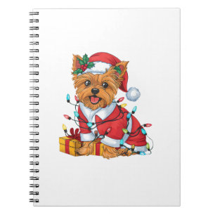 Yorkie Xmas Lighting Santa Yorkie Dog Christmas Notebook